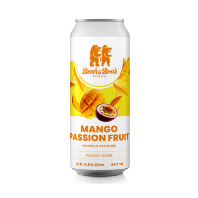 BEAR&BOAR Mango Passionfruit Pastry Sour 5% 0.44L alus [D.]