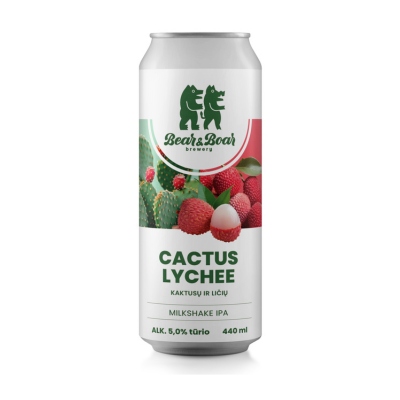 BEAR&BOAR Cactus Lychee Milkshake IPA 5,0% 0,44L alus [D.]