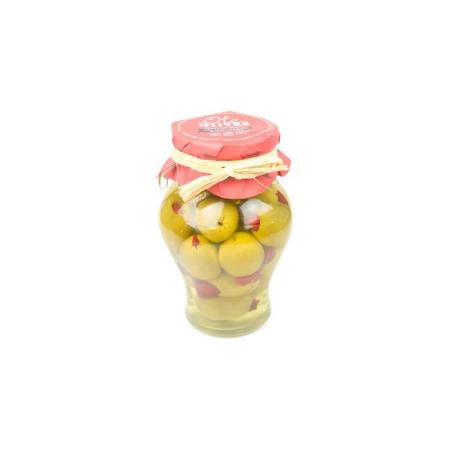 Žaliosios alyvuogės įdarytos aitriaisiais pipirais OLE OLIVES, 580 g