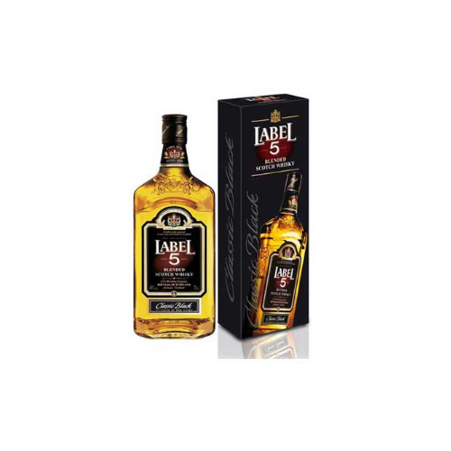 LABEL 5 Classic Black Blended Scotch Whisky (40%) 0,70L + GB + GLASS